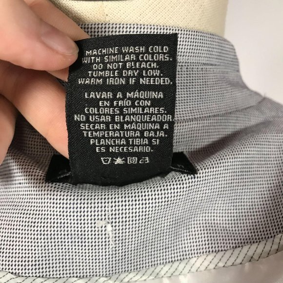 Attention Women's Size 8 Blue White Single Button Blazer Jacket 3/4 Sleeves - Picture 10 of 10